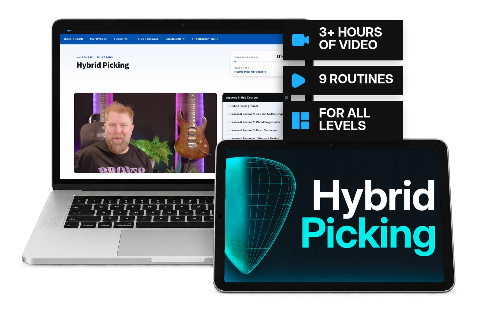Hybrid Picking course shown on a laptop and a tablet