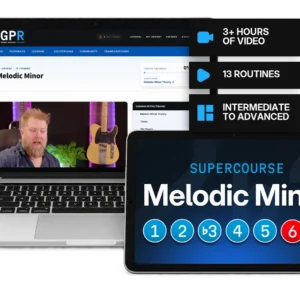 The Melodic Minor Super Course on a laptop and a tablet